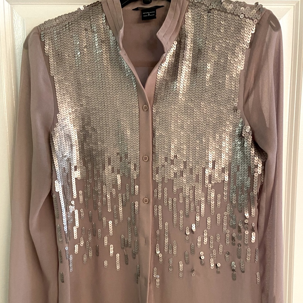 Sequined button down